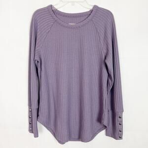 Chaser Waffle Knit Lavender Pullover Thermal Top Size Small